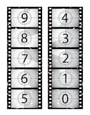 film şeritleri beyaz arkaplanda izole edildi.