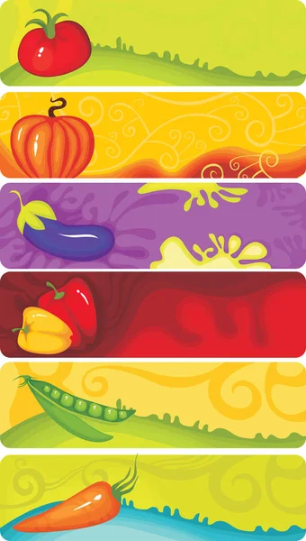 Set Vectorial Bannere Pentru Legume Fructe — Vector de stoc