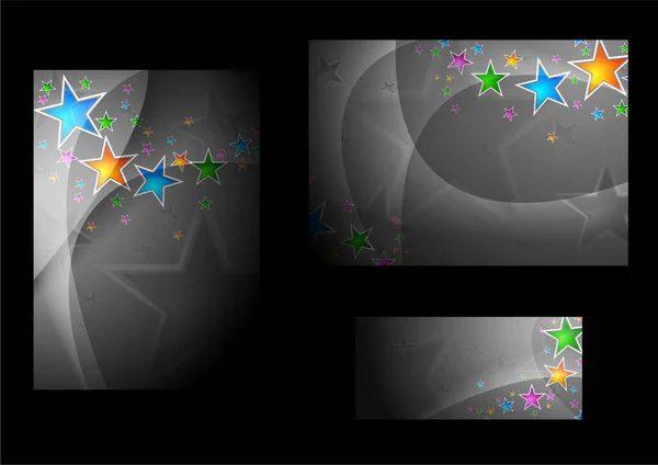 Набор Абстрактных Фонов Звездами Векторами — стоковый вектор