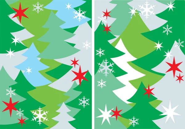 Set Christmas Trees Snowflakes — Stockový vektor