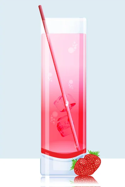 白を基調としたグラスの中のイチゴジュース — ストックベクタ