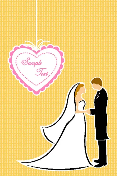 Wedding Couple Pink Background — Stock Vector