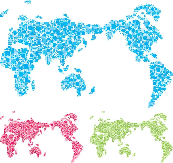 Mapa Del Mundo Mosaico Pequeños Círculos — Vector de stock