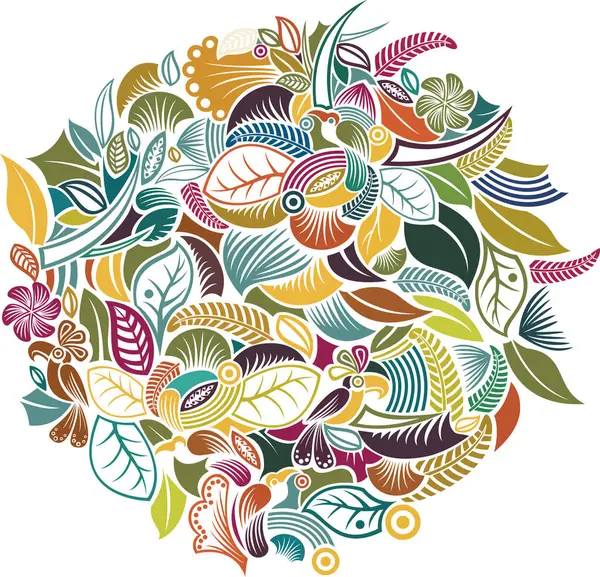 カラフルな花と葉の花のデザイン — ストックベクタ