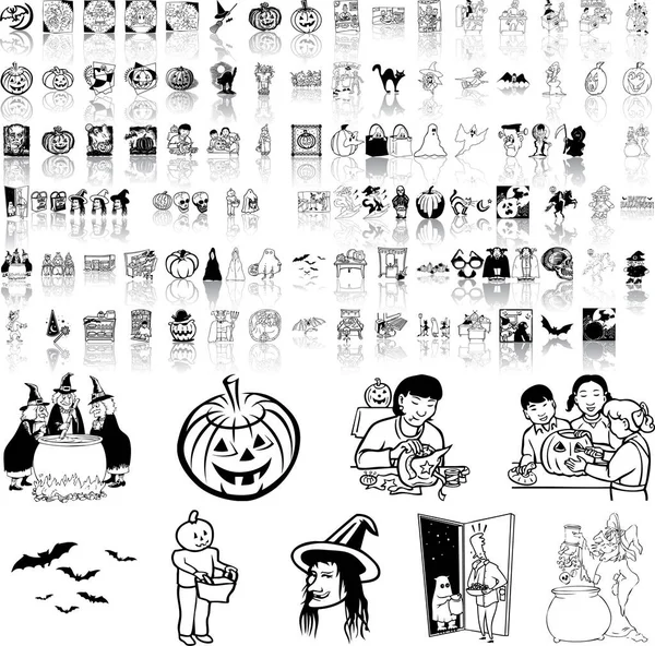 Halloween Děti Děti Ikona Sada — Stockový vektor