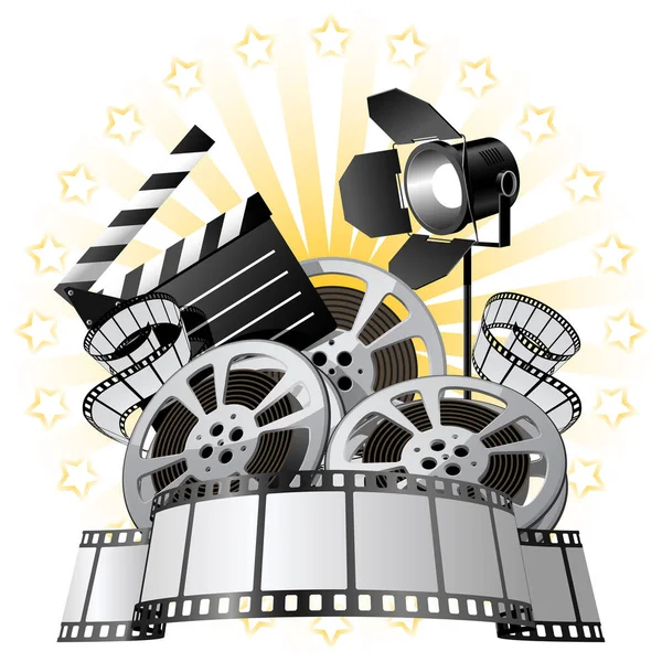 Sinema Alkışlaması Film Makarası Vektör Arkaplanı — Stok Vektör