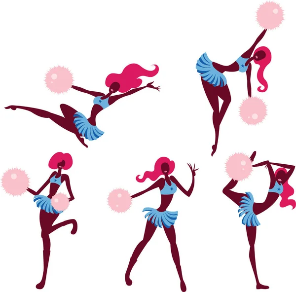 Набор Симпатичных Девушек Танцующих — стоковый вектор