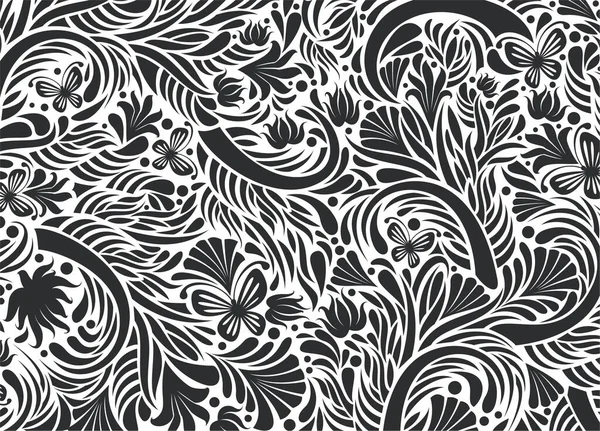 Черно Белый Цветочный Фон — стоковый вектор