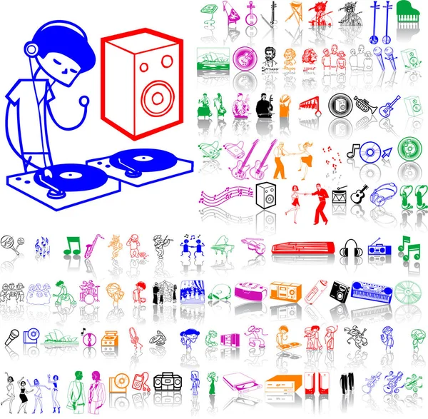 Vector Set Music Icons — Stock Vector