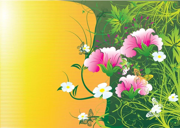 Hermoso Fondo Decorativo Con Elementos Florales Ilustración Vectorial — Vector de stock