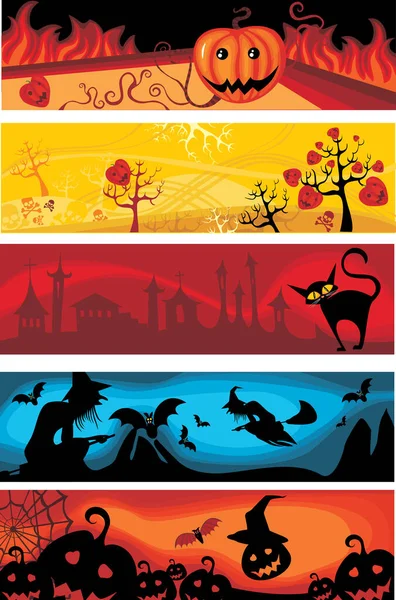 Halloween Banner Setzen Vektor — Stockvektor