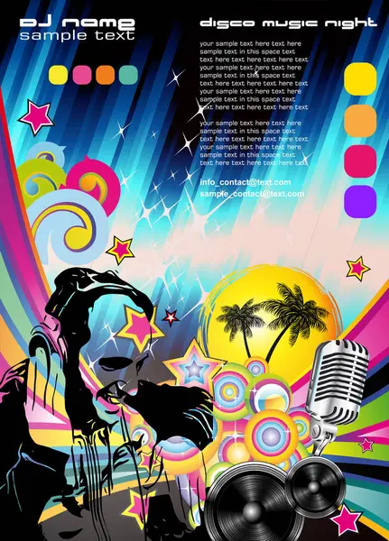 Affisch För Musikevenemang Nattfest — Stock vektor