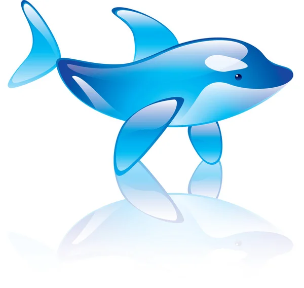 Netter Blauer Delfin Auf Weißem Hintergrund — Stockvektor