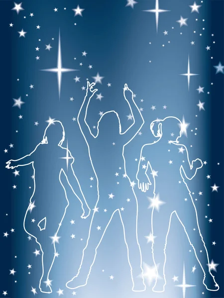 Ilustração Vetorial Das Pessoas Dançando Com Uma Estrela — Vetor de Stock