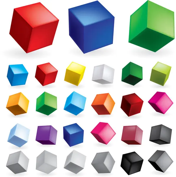 Colorful Hexagon Vector Icon Set — Stock Vector