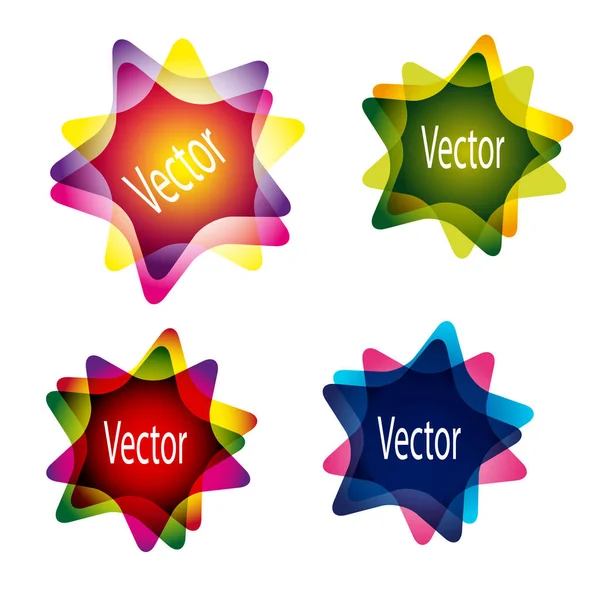 Vektor Illustration Des Farbsets Von Vier Farbigen Aufklebern — Stockvektor