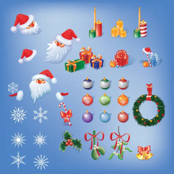 Christmas Elements Collection Vector Set — Stock Vector