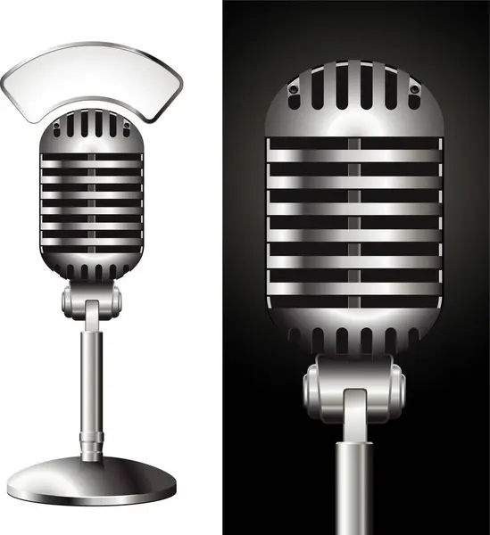 Microphone Sur Illustration Vectorielle Noir Blanc — Image vectorielle