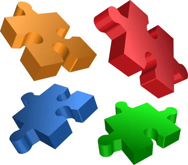 Set Puzzle Pieces — Stock Vector