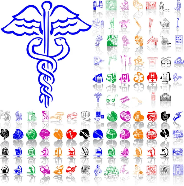 Conjunto Iconos Vectoriales Con Símbolos Médicos — Archivo Imágenes Vectoriales
