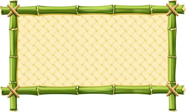 Cornice Banner Bambù Verde Isolato Bianco Illustrazione Vettoriale — Vettoriale Stock