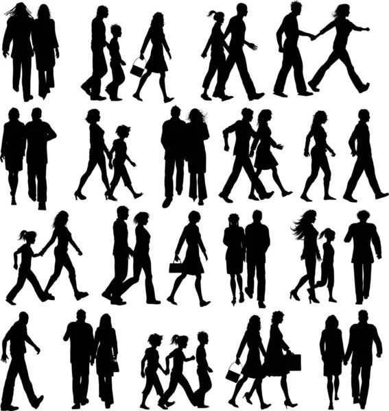 Vector Silhouette People Icons — Stock Vector