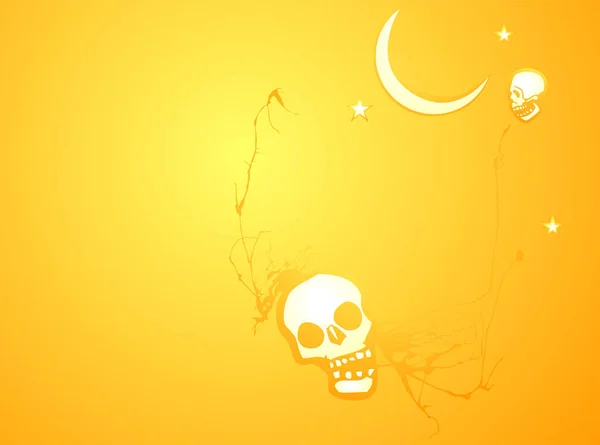 Halloween Background Moon Skulls — Stock Vector