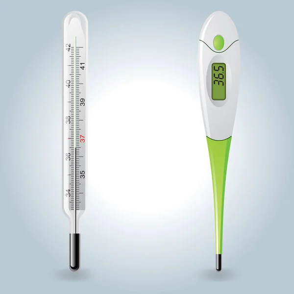 Digitales Thermometer Mit Temperatur Moderne Vektordarstellung — Stockvektor