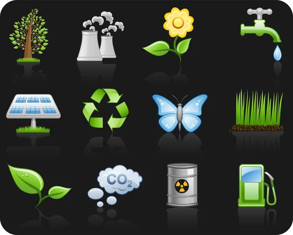 Environment Ecology Environment Icons — Stock Vector