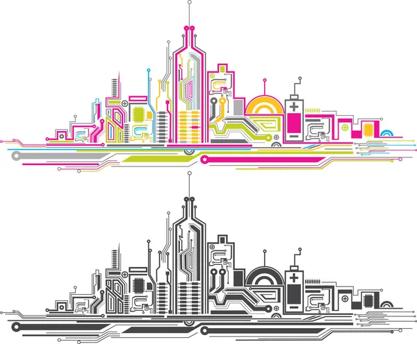 Panorama Vektorového Města Cityscape Ilustrace Města — Stockový vektor