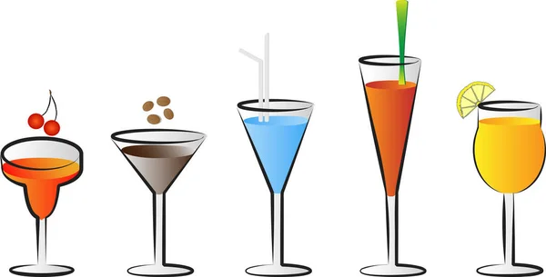 Vektorillustration Von Drei Cocktails — Stockvektor