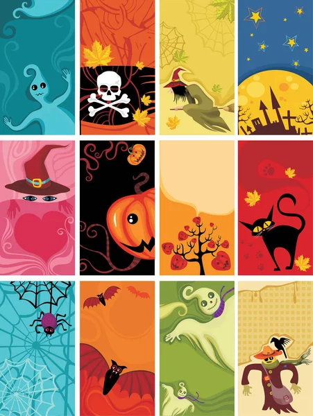 Halloween Hintergrund Mit Einer Reihe Von Symbolen — Stockvektor