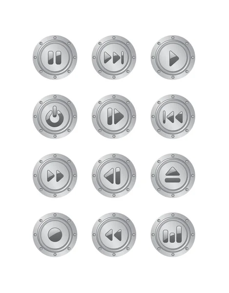 Ensemble Différentes Icônes Avec Des Ondes Sonores Fond Blanc — Image vectorielle