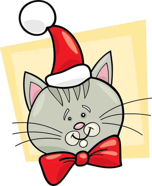 Süße Katze Mit Weihnachtsmütze — Stockvektor