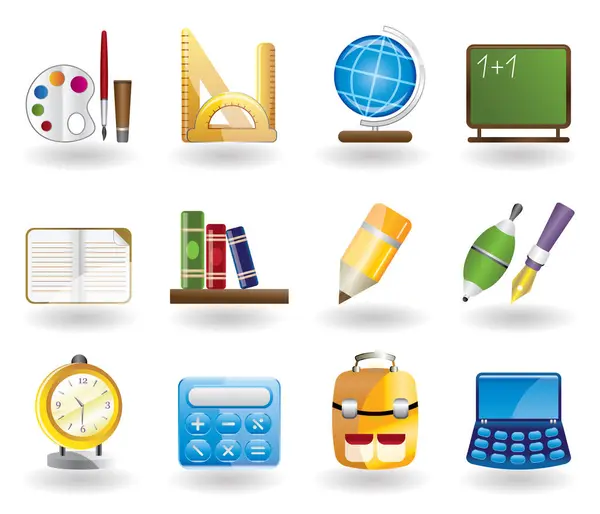 stock vector vector set of school icons