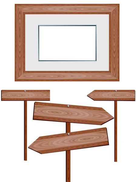 白色背景上隔离的木制框架 — 图库矢量图片
