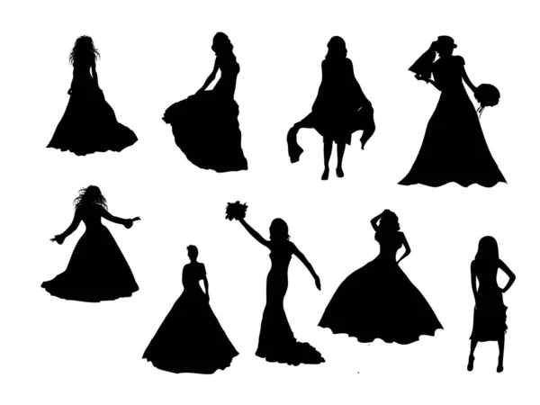 Silhouette Femmes Robes — Image vectorielle