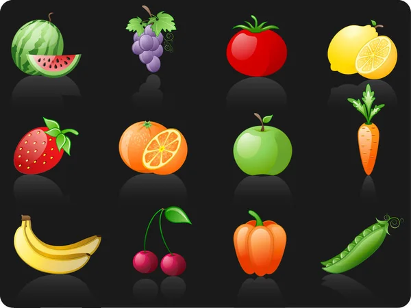 Uppsättning Frukter Och Grönsaker — Stock vektor