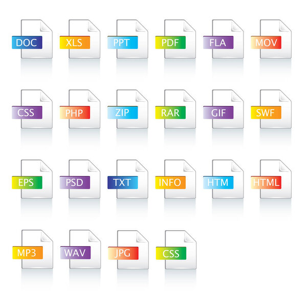 set of vector file formats icons