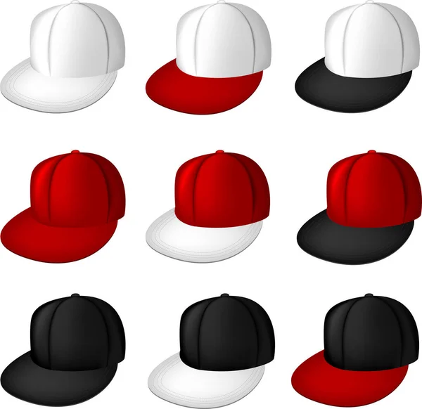 Conjunto Sombreros Béisbol Ilustración Vectorial — Vector de stock