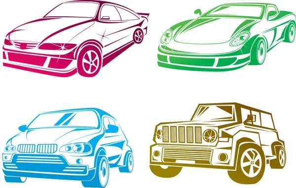 Illustrazione Vettoriale Del Set Automobili — Vettoriale Stock