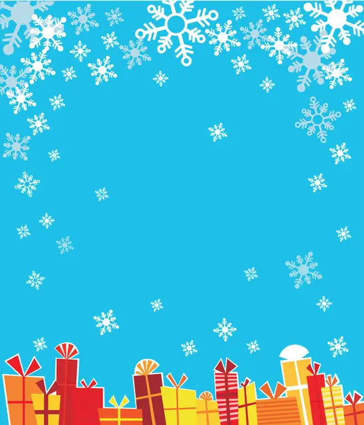Joyeux Fond Noël Avec Des Flocons Neige Des Cadeaux — Image vectorielle