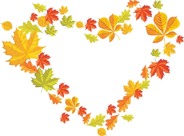 Vector Illustration Heart Autumn Leaf — Stock Vector