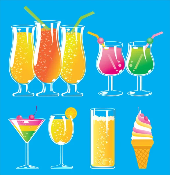 Set Verschiedener Cocktails Moderne Vektorillustration — Stockvektor