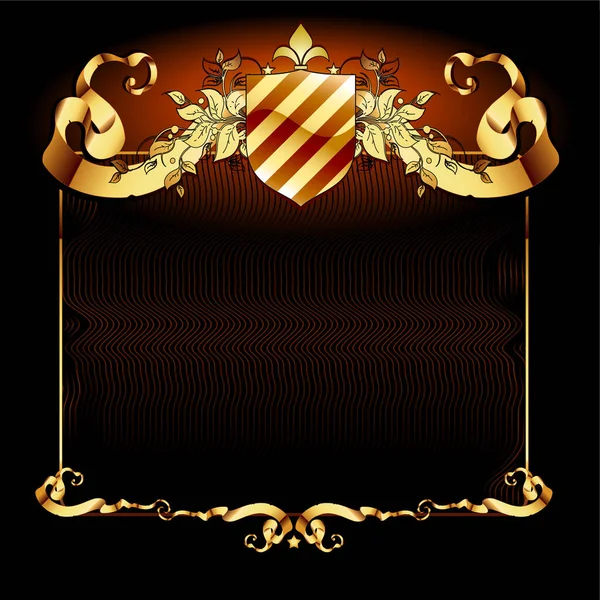 Escudo Oro Con Corona Ilustración Vectorial — Archivo Imágenes Vectoriales