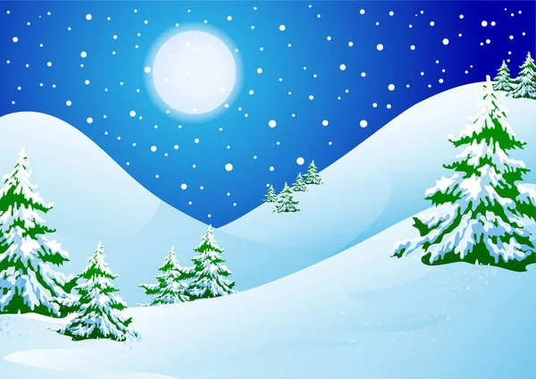 モミの木と雪のクリスマスの背景 — ストックベクタ