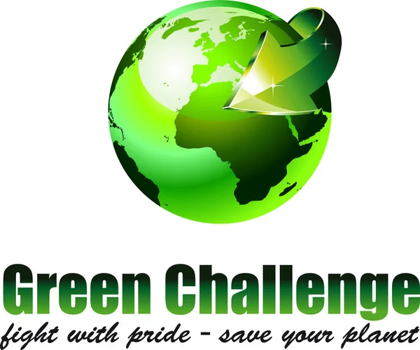 Modelo Logotipo Verde Desafio Mundial — Vetor de Stock
