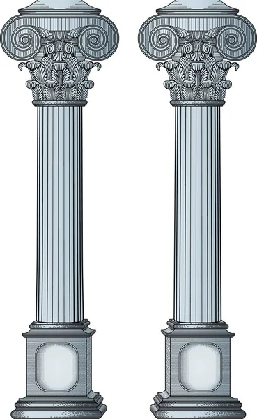 Vektorillustration Der Antiken Säulen Isoliert Auf Weißem Hintergrund — Stockvektor