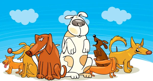 Gruppo Simpatici Cani Moderna Illustrazione Vettoriale — Vettoriale Stock