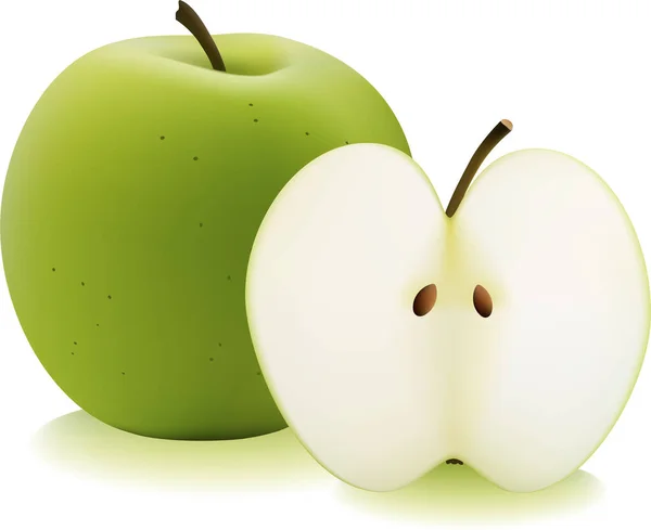 Dos Manzanas Verdes Ilustración Vector Moderno — Vector de stock